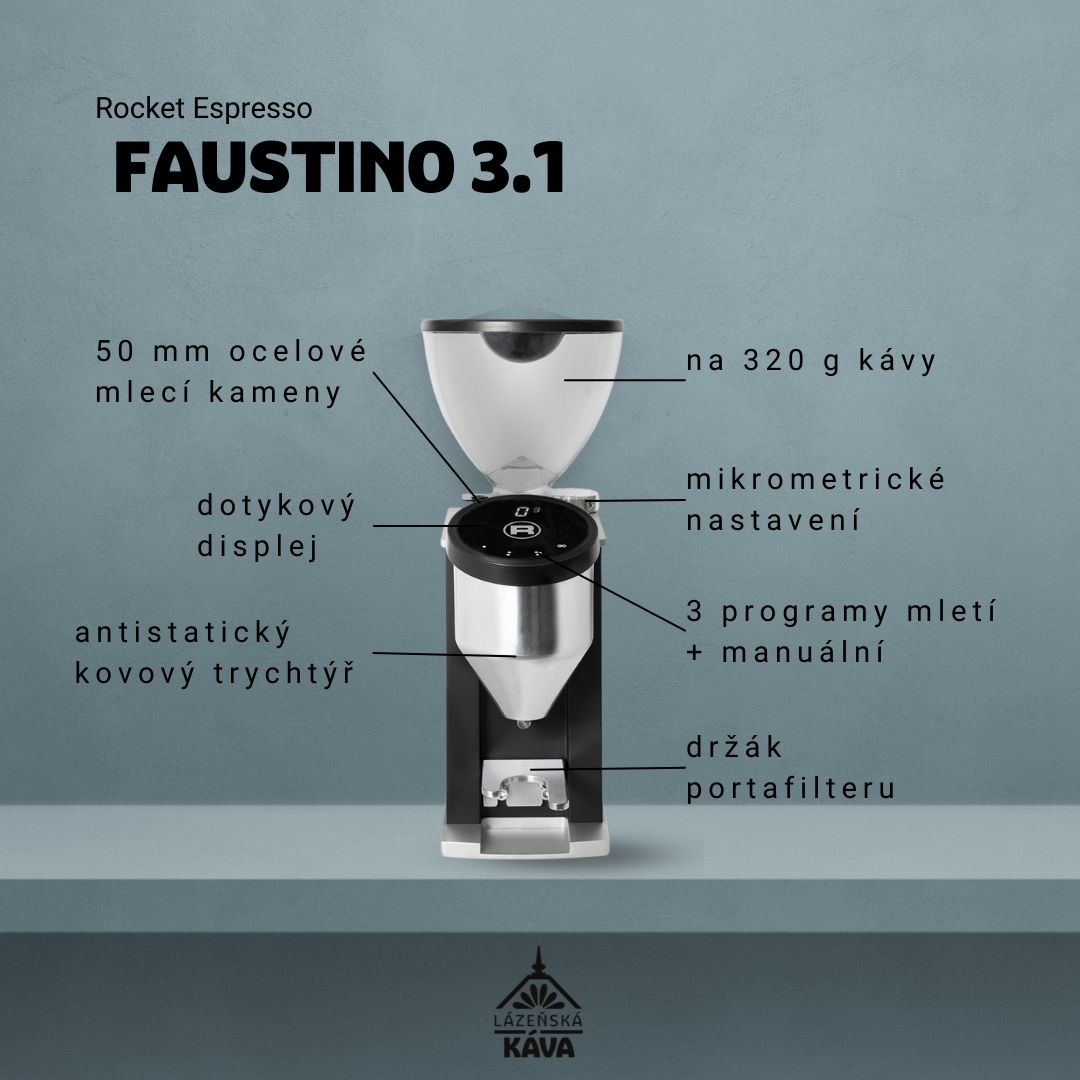 Rocket Espresso FAUSTINO chrome electric espresso grinder
